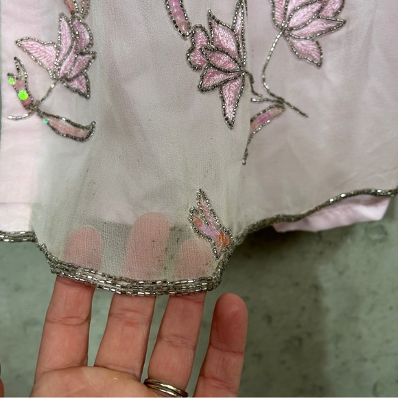 Vintage Sean collection, baby doll, pink rhinestone spaghetti strap prom dress - Picture 11 of 14